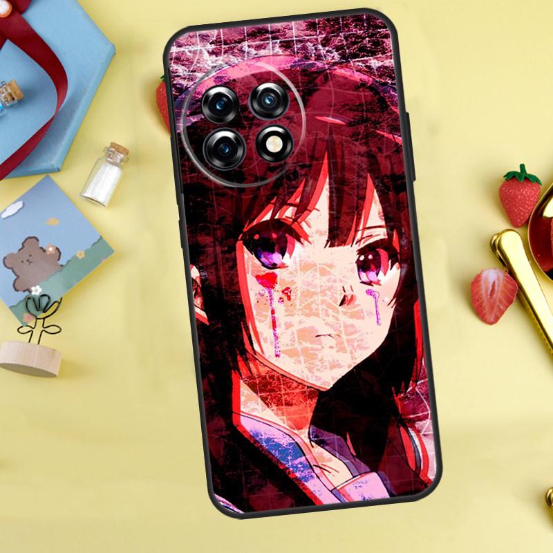 Sad Anime Aesthetic Senpai Case For OnePlus 12R 10R 13R 13T 15 13 12 11 10 9 10T 8T Nord CE 5 2 3 4 Lite N20 N30 Cover