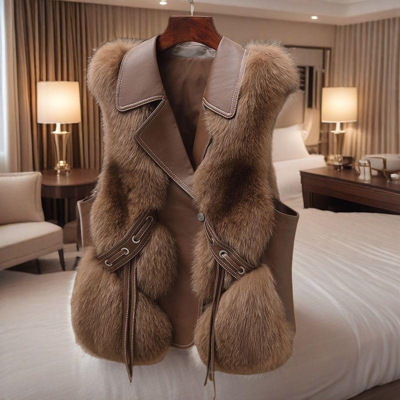 New fur, foreign style vest temperament Muse fan short coat, thin outer vest, spring and autumn top women