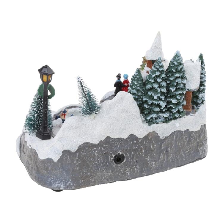 Christmas Glowing Snow House Figurine Rotatable Bar Shop Decoration Gift