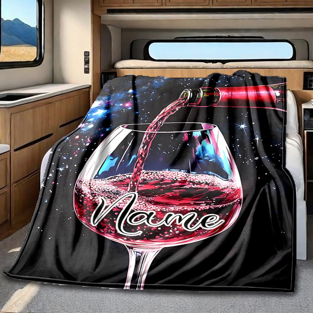 Galaxy Wine Pouring Into Glass With Elegant Script Rv Blanketcustomizable With Your Namecomfortable And Stylish Perfect For Rv Travel Beds Chairs