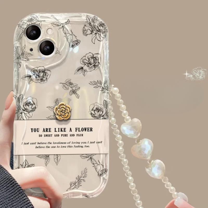 

Корейский 3D Медведь Подвеска Цепочка Шнурок Прозрачный Мягкий Чехол для iPhone 16 15 14 Pro Max 11 13 12 Mini XR 8 7 Plus X XS SE Милый Чехол For iPhone 11Pro Max