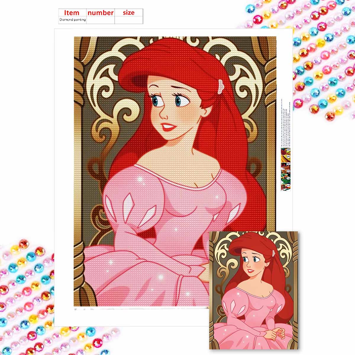 

5D Алмазная вышивка своими руками Сексуальная рыжеволосая принцесса Полная выкладка Стразы Мозаика Вышивка Изделия ручной работы Домашний декор Подарок Round 20x30cm