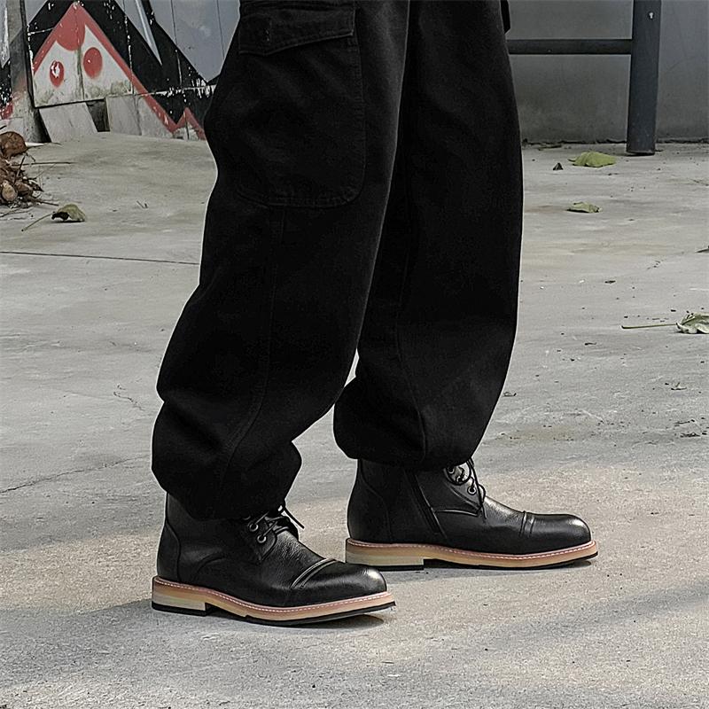 High top men's leather shoes Fashionable and versatile classic styles Leisure Party Daily office Adult high-quality boots Hot