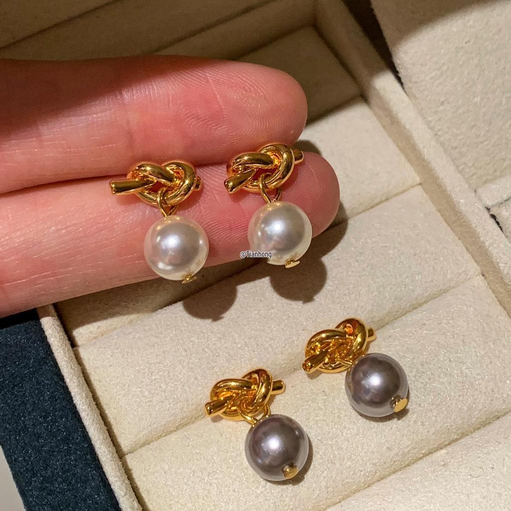 2025 New French Luxury Gray Akoya Pearl Earrings with 925 Sterling Silver Studs