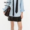 MO&Co. Retro Faux Leather High-Waist Pleated Mini Skirt