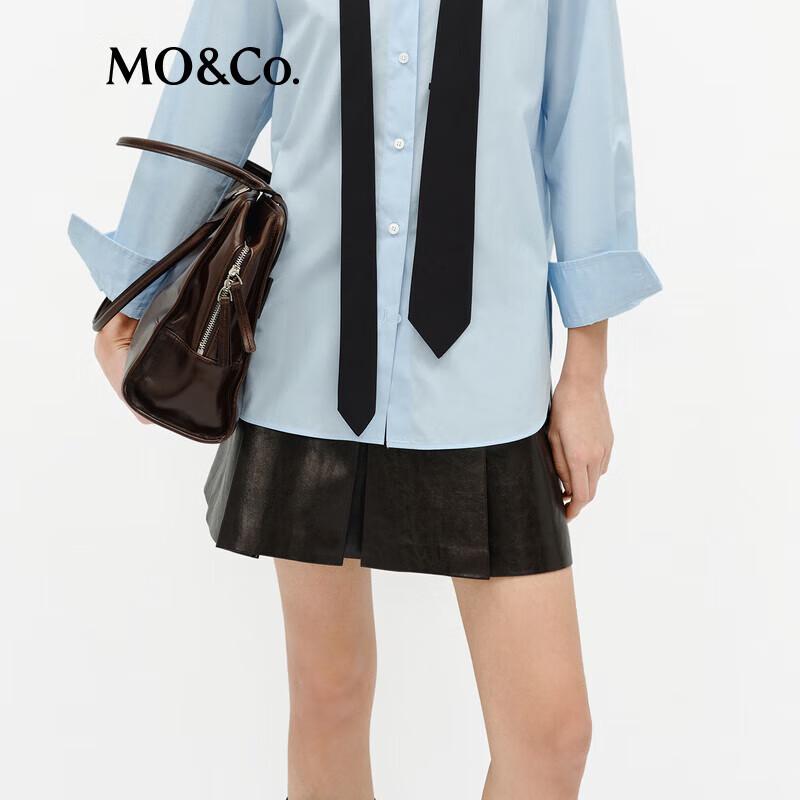 MO&Co. Retro Faux Leather High-Waist Pleated Mini Skirt