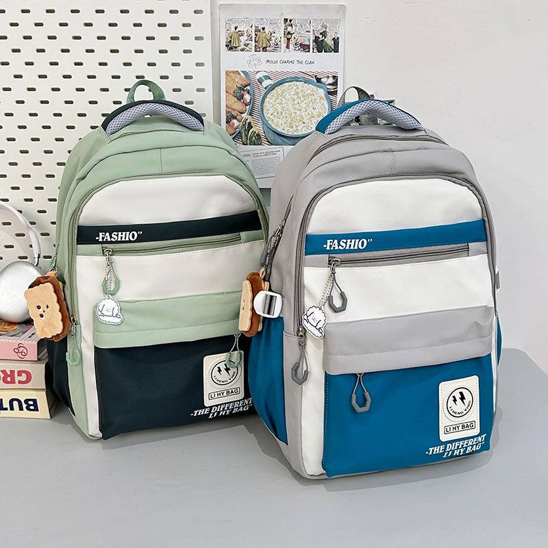 Trend Schoolbag Going Out University Female Large Capacity Middle and High School Students Contrasting Color Backpack Male Travel Backpack