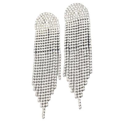 Shiny Rhinestone Crystal Chandelier Tassel Earrings Long Statement Chain Dangle Drop Earrings Jewellery Gift for Women
