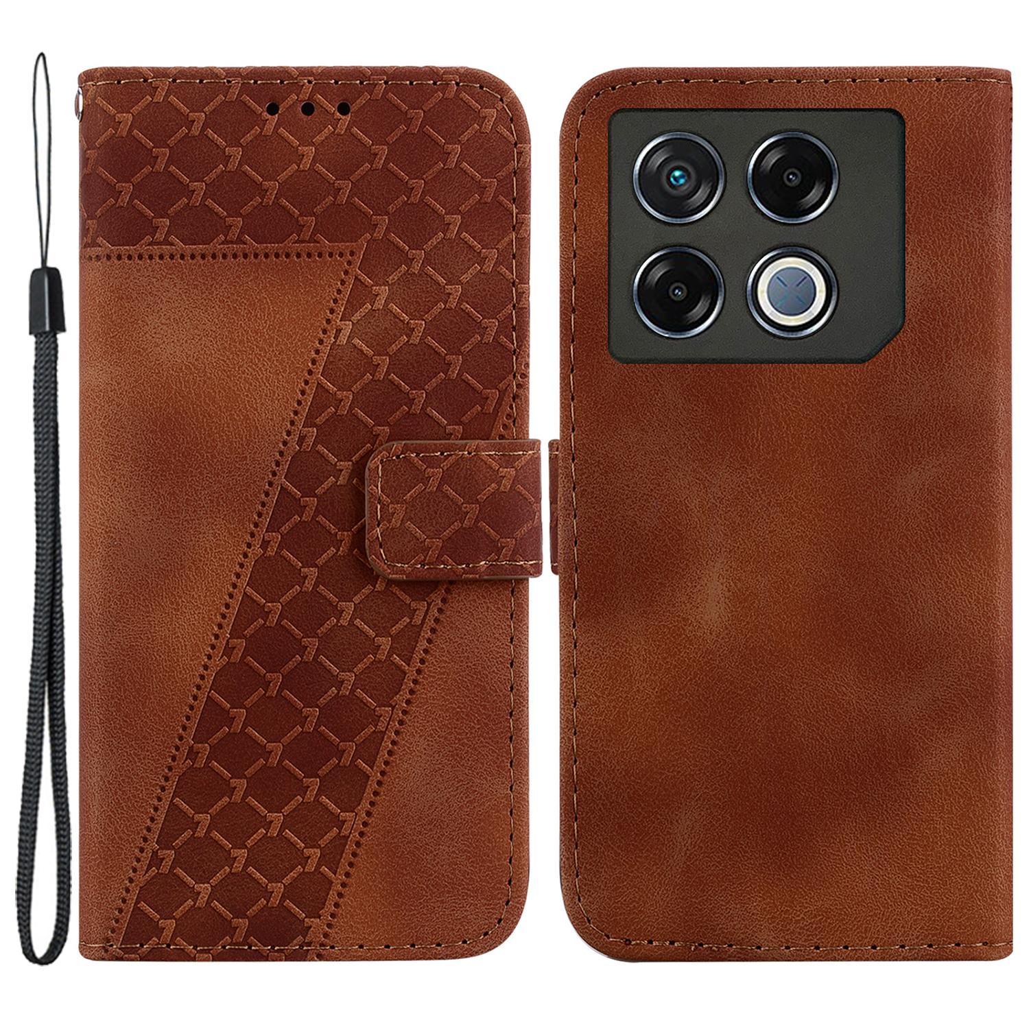 

For Infinix GT 20 Pro 5G Case 7-Shaped Pattern Leather Phone Cover Wallet Brown