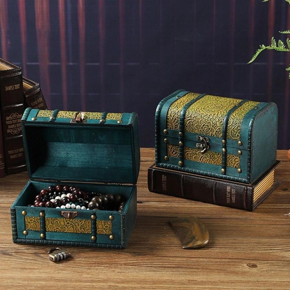 Antique Jewelry Keepsakes Box Antique Finish Organizers Case Home Decoration Box  Wedding Gift