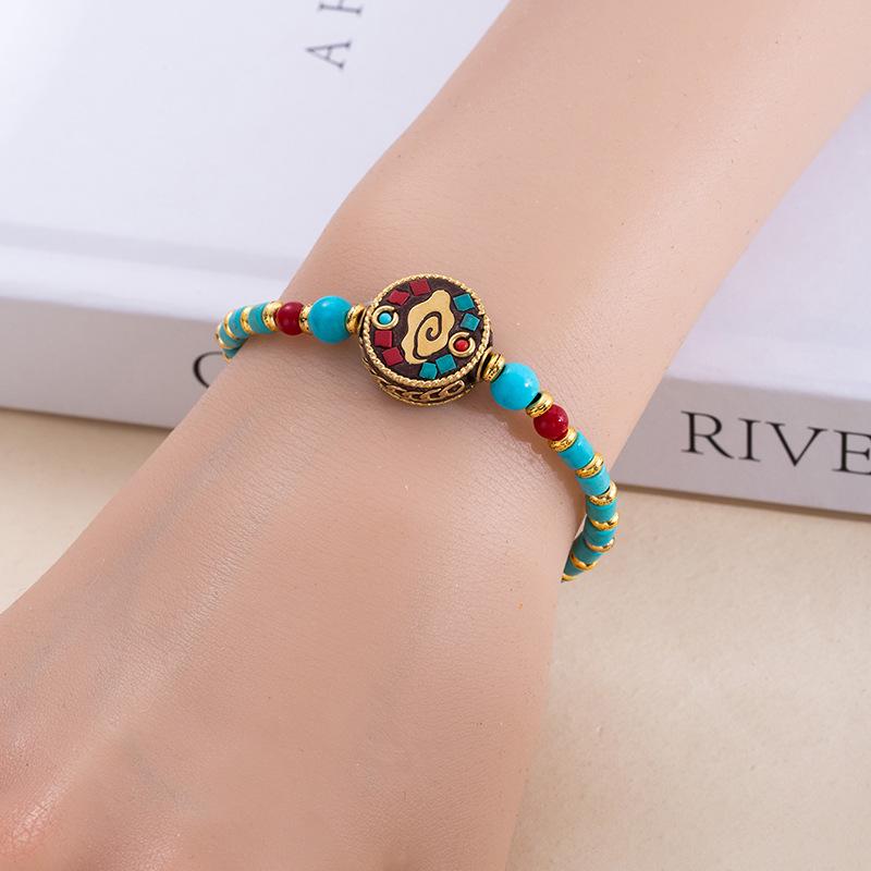 Tibetan-Inspired Retro Beaded Bracelet: Exquisite Handmade Ethnic Jewelry for Women