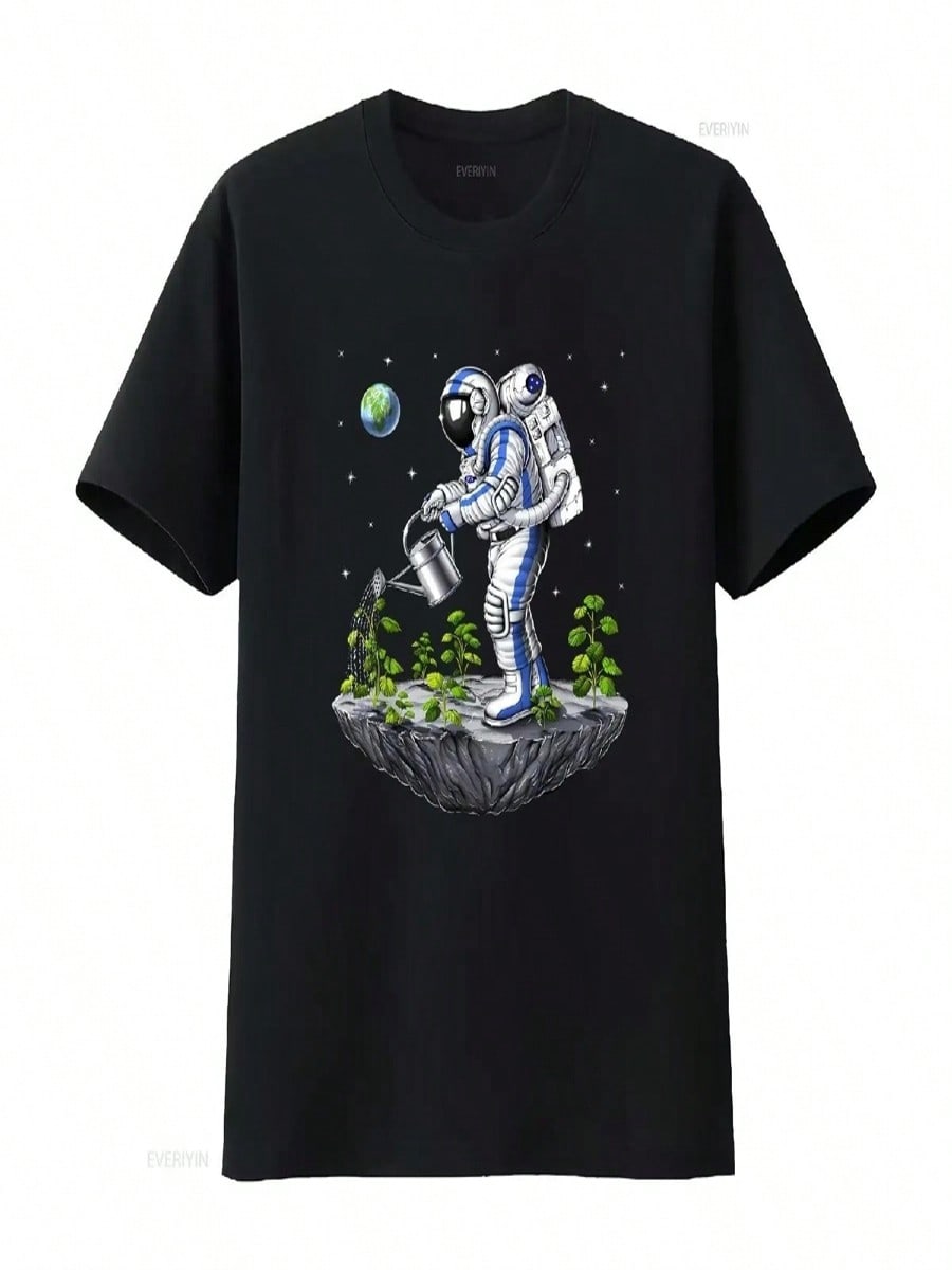 Space Astronaut T Shirt Gardener Gardening Plants Planet Earth Botanical Clothing Botany Clothes Apparel Vintage Washed Casual S разноцветный
