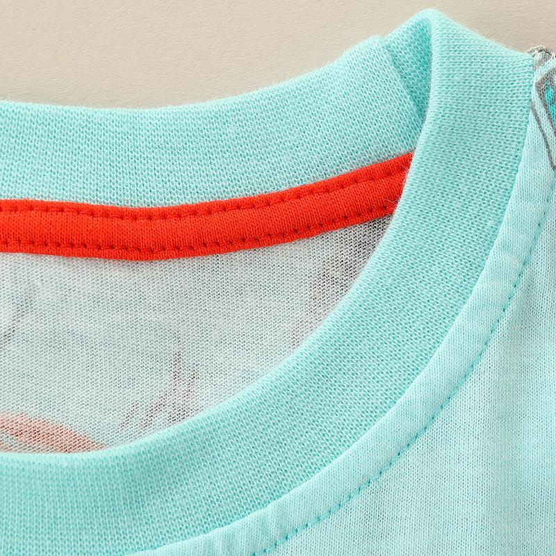 Stylové dětské letní nové chlapecké tričko Pletené bavlněné tričko kreslený dinosaurus s krátkým rukávem