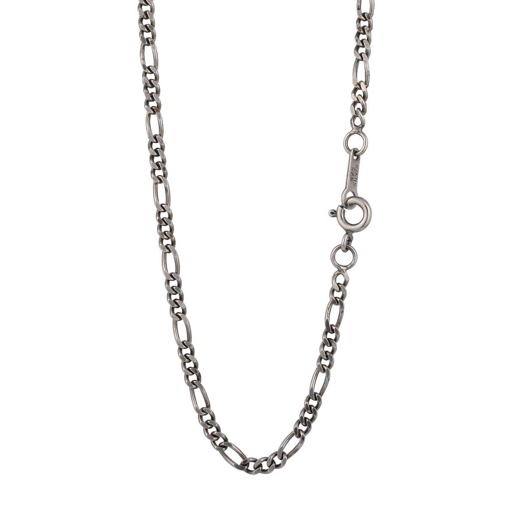 Gin no Smoked Figaro Chain 925 Sterling Vintage Chain Only [Shinjuku Kura] Antique-Style Necklace, Approx. 2.4mm Wide, 50cm, Silver, Smoked, Style,