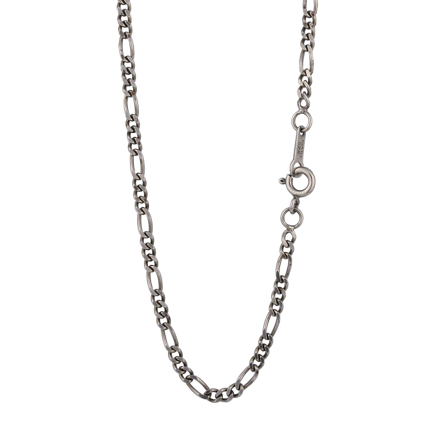 

Gin no Smoked Figaro Chain 925 Sterling Vintage Chain Only [Shinjuku Kura] Antique-Style Necklace, Approx. 2.4mm Wide, 50cm, Silver, Smoked, Style,