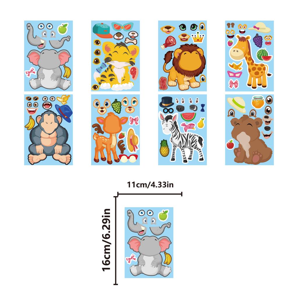Jungle Forest Animal Cartoon Stickers for Kids DIY Puzzle Creative Children Activity