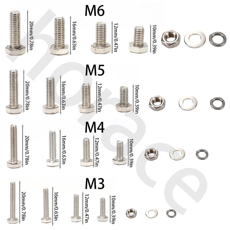 860pcs Stainless Steel Hex Head Bolt Assortment Kit w/Nuts+Washers+Springs - M3-M6 DIN933 Grade 8.8/10.9, A2/A4 Marine Grade