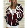 Women's 3D Printed Zipper Hooded Sweatshirt, Long Sleeves, Casual Sport Style