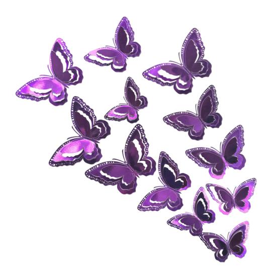 12 Pcs 3 Layers Wing Butterfly Wall Decor Removable 3D Hollow Butterfly Wall Decals for Crafts Home Bedroom Baby Shower Birthday Party Cake Decoration