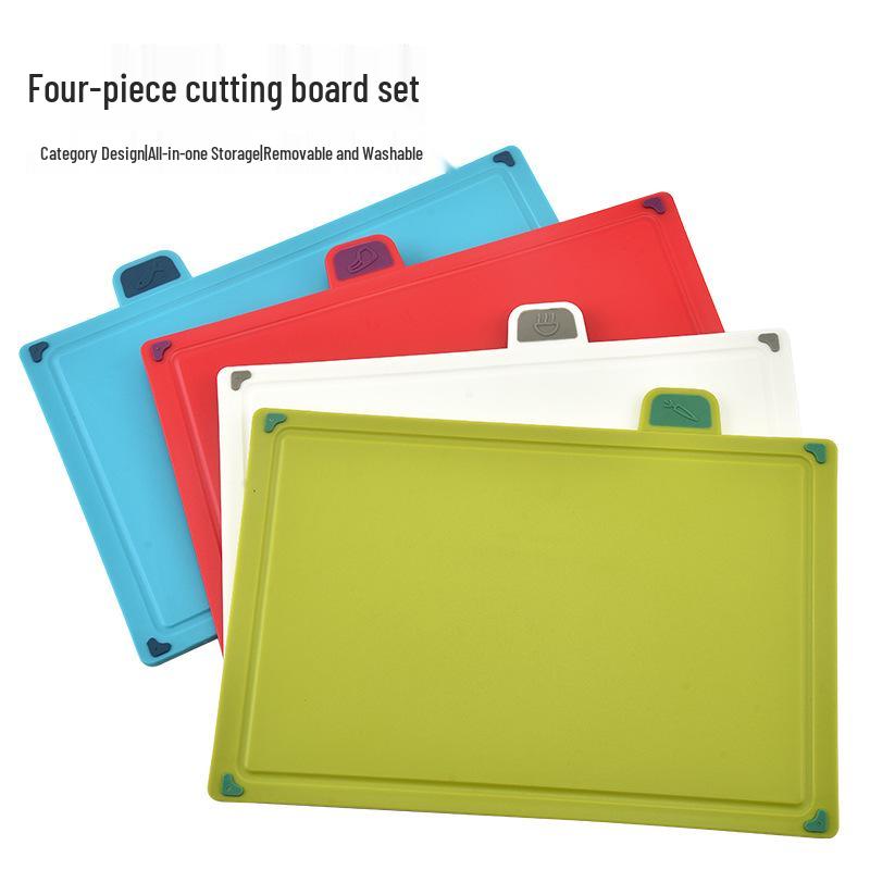 Mehrzweck PP Kunststoff Schneidebrett Set - 4-teilig für Küche und Fleischhacken