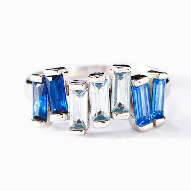 

Huitan Irregular Design Women Rings Inlaid Shining Blue and White Cubic Zirconia Accessories for Daily Party Elegant Zircon 6