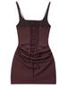 New Women's French Sexy Sleeveless Square Neck Lace-up Bodycon Midi Dress