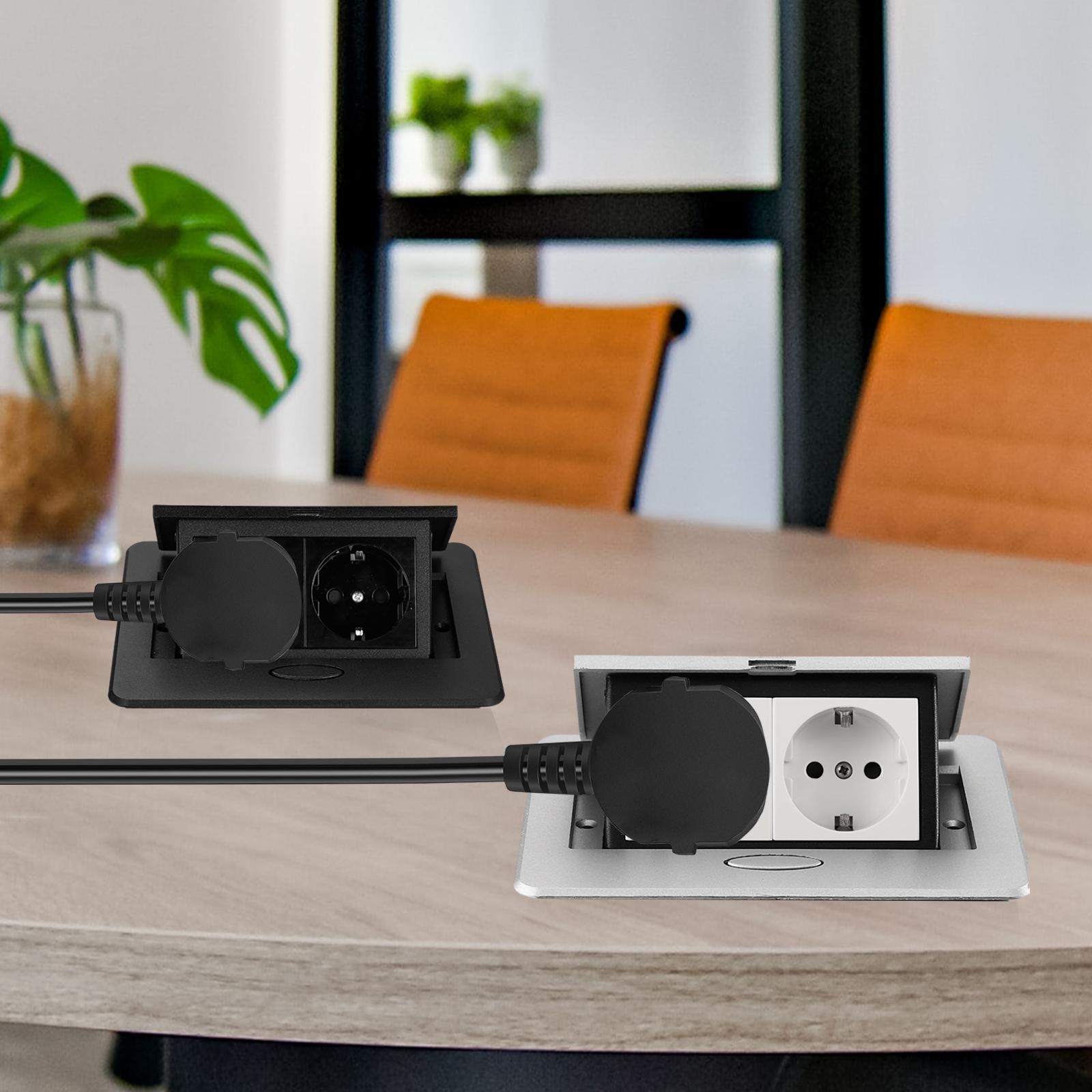 

Desktop Plug Base Recessed Hidden Power Strip Holder Fixator Universal for Side Table Conference Desk Hotel Kitchen Dust Proof чорний