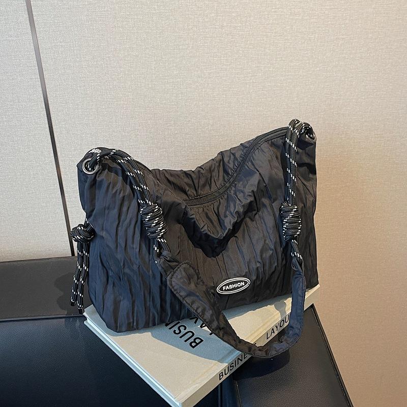 Pleated Bag Women's Large Capacity Tote Bag 2025 Autumn New Fashion Casual Lazy Style Crossbody Bag Relaxation