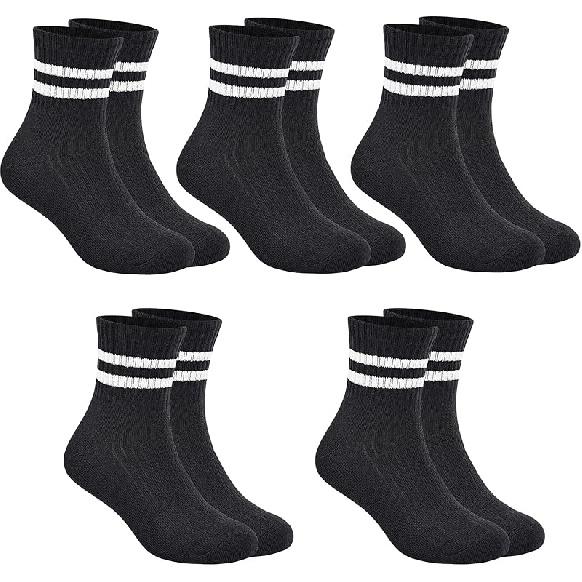 Boys & Girls Crew Socks - Cotton Athletic Socks, 5 Pairs (1-12 Years) 3-5T