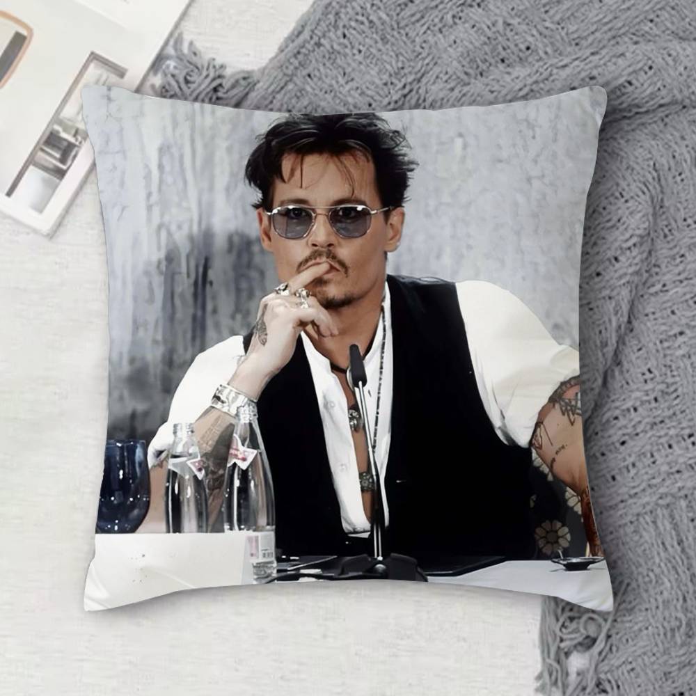 JJohnny Depp Doublesided Printed Square Decorative Cushion Cover for Sofa Living Room Home Decor