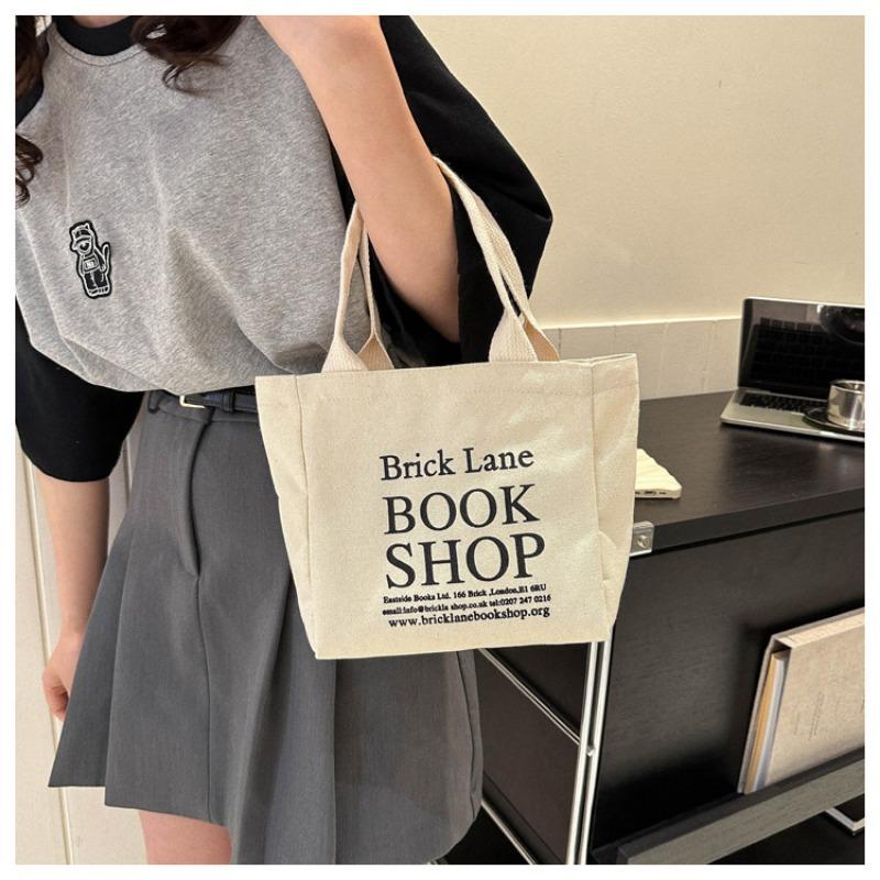 Basit Mini Tote Kova Çanta Büyük Kapasiteli Dış Saplı Kanvas Çanta