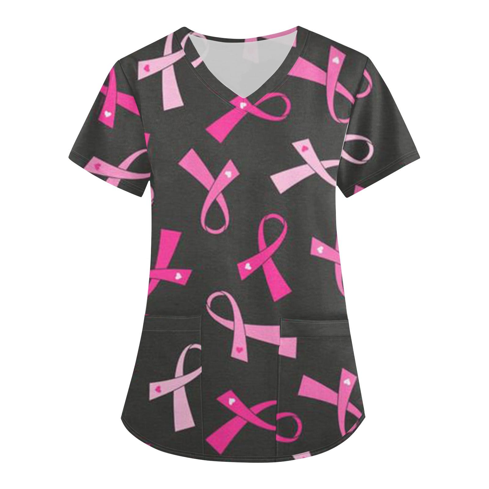 

Женская униформа с коротким рукавом, нагрудным принтом, V-образным вырезом и карманом, верхняя одежда L