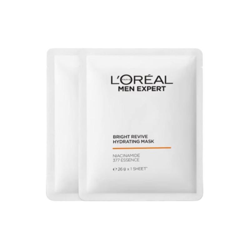 Loreal Paris Men s Mask, Brightening Acne Marks, Lightening Spots, Moisturizing, , Nourishing, LOreal Mens Whitening Hydrating Mask-26g2 pieces