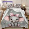 Elephant Pattern Bedding Quilt Set Quilt Cover Pillowcase Home Decoration Birthday Gift (1 * Duvet Cover + 2 * Pillowcase, Without Core)