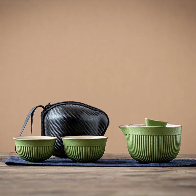 Simple Travel Tea Set Ceramic One Piece Storage Portable Outdoor Tea Making Utensils Tea Lovers Best Gifts