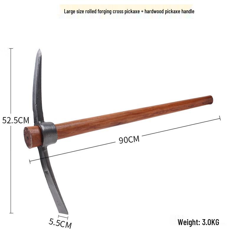 

Large Manganese Steel Pickaxe and Hoe with Hardwood Handle