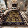 Extra Large European Classical Area Rugs Royal Blue Gold Floral Pattern for Luxurious Grand Living Room Decor