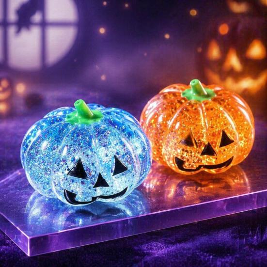Pumpkin Head Fidget Toy Halloween Glitter Stress Ball Squeeze for Adults Relief Creepy Party Favors Soft Squeezable