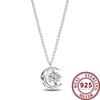 New S925 Sterling Silver Ladies Exquisite Spinning Life Tree Blue Pear Flower Logo Moon Necklace Festival DIY Charm Jewelry Gift