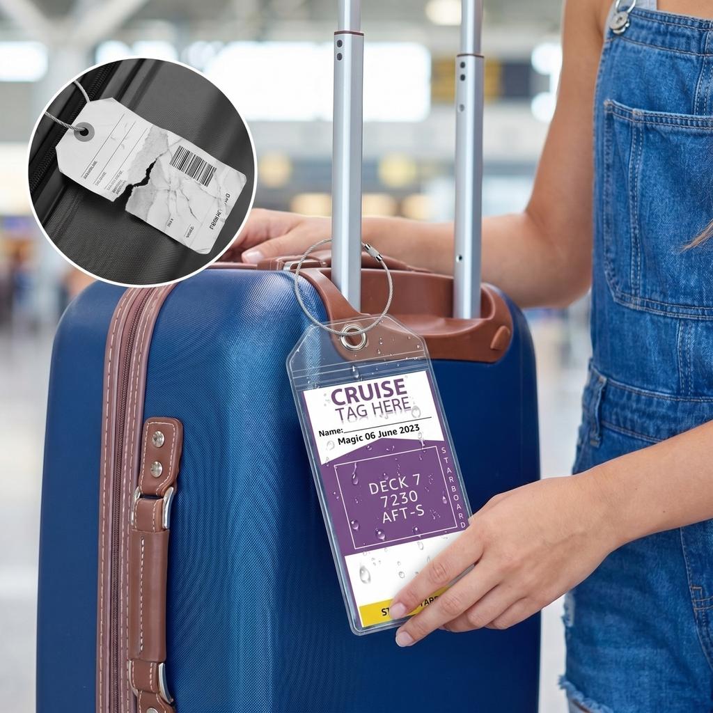 Transparent PVC Vertical Luggage Tag Waterproof Cruise Identification Label Durable Travel Bag Tag with Clear Window for Easy Information Display