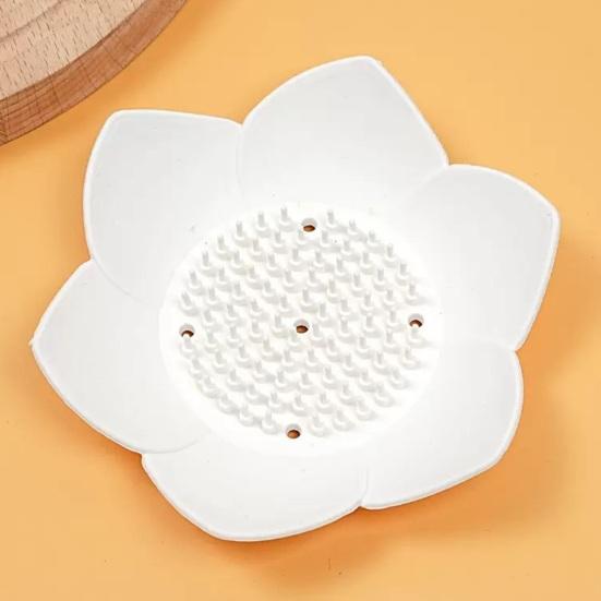 Silicone Soap Dish Lotus Shape Soap Holder with Drainage Holes Non-Slip Soap Holder