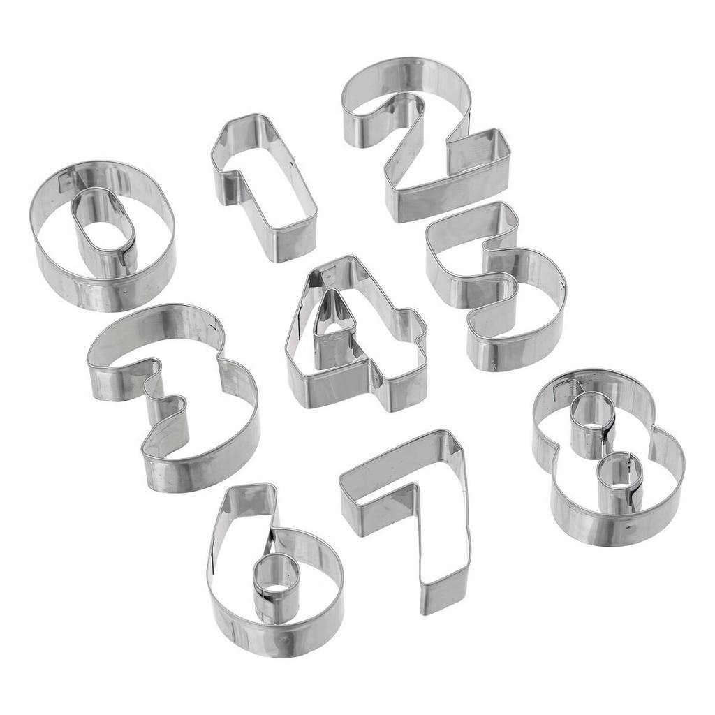 Letter And Numbers Shape Cake Cuts, Metal, Silver