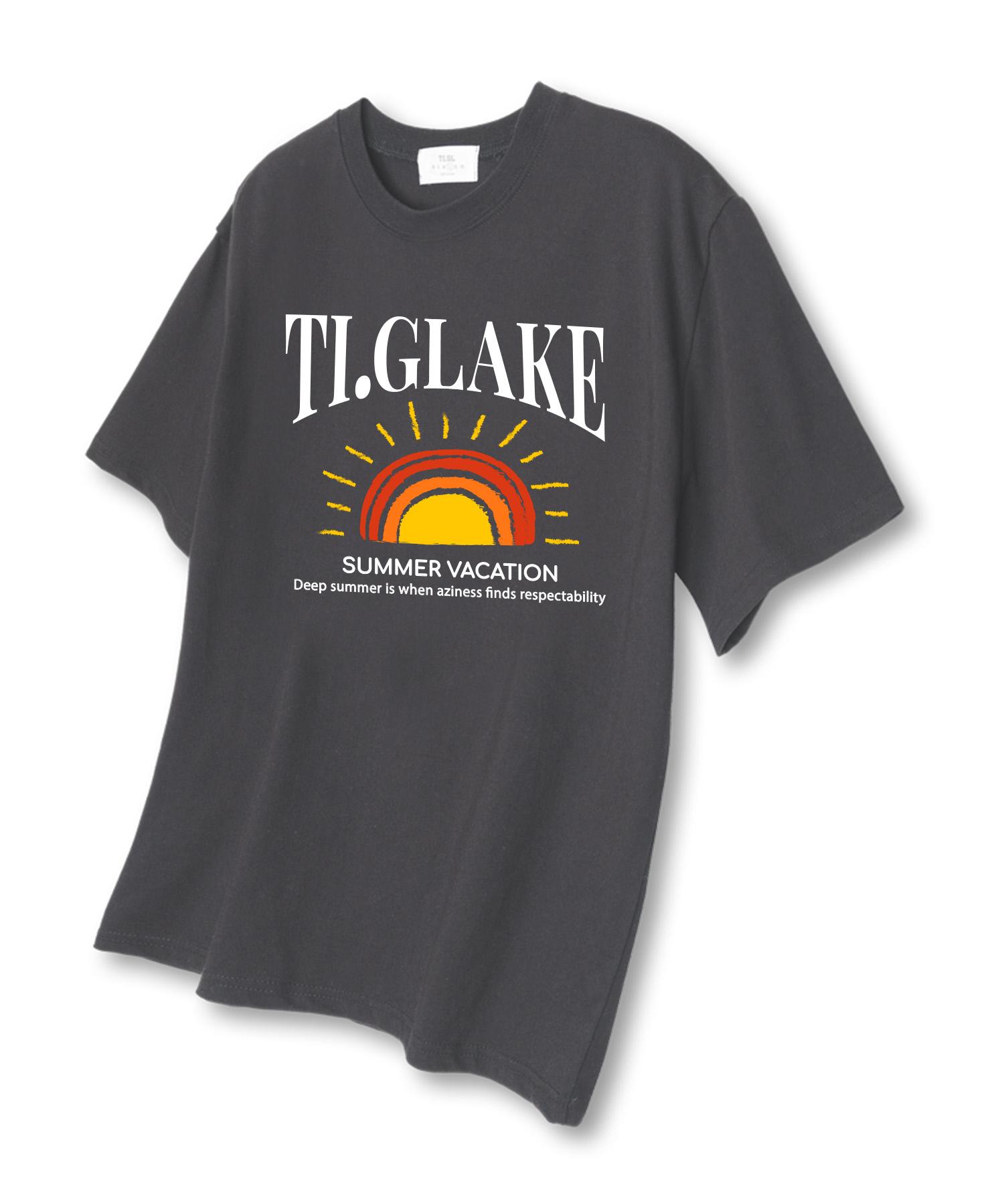 Tee Glake Vacation Sun Oversized Short Sleeve T-Shirt Dark Gray L