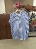2025 Chic European & American Women's Striped Loose Lapel Short Sleeve Shirt