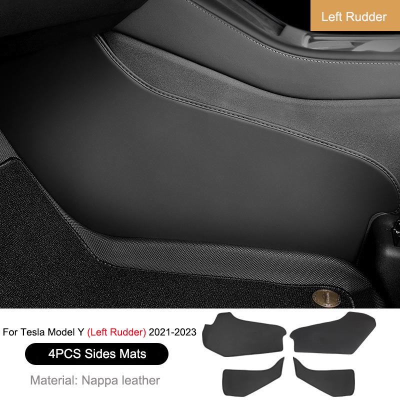 For Tesla Model 3 Highland Central Control Side Defense Kick Pad Nappa Leather Model Y 2023 Right Rudder Protective Foot Pad