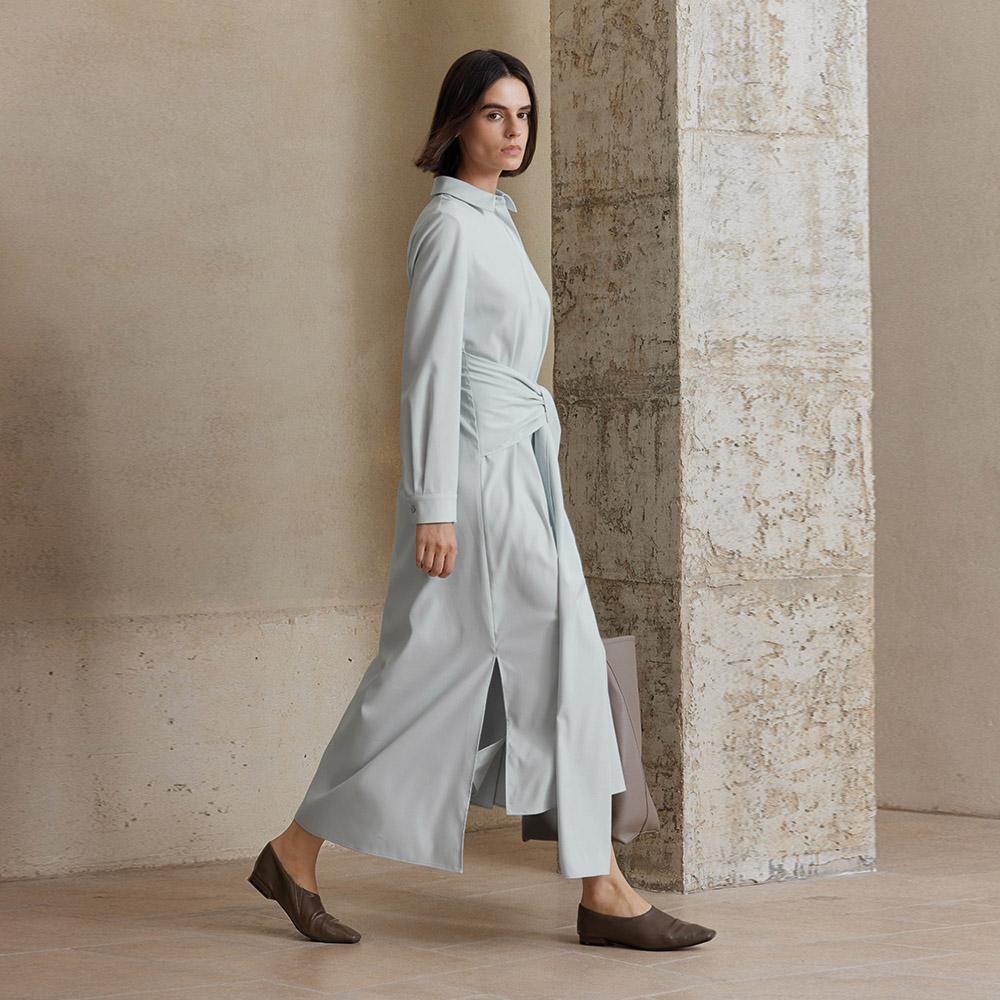 Waiwaiaiem Yy_Tie Waist Shirt Dress_2Color