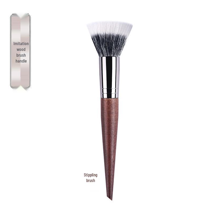 Flat Head Blush Stippling Brush - Fine Goat Hair Makeup Tool