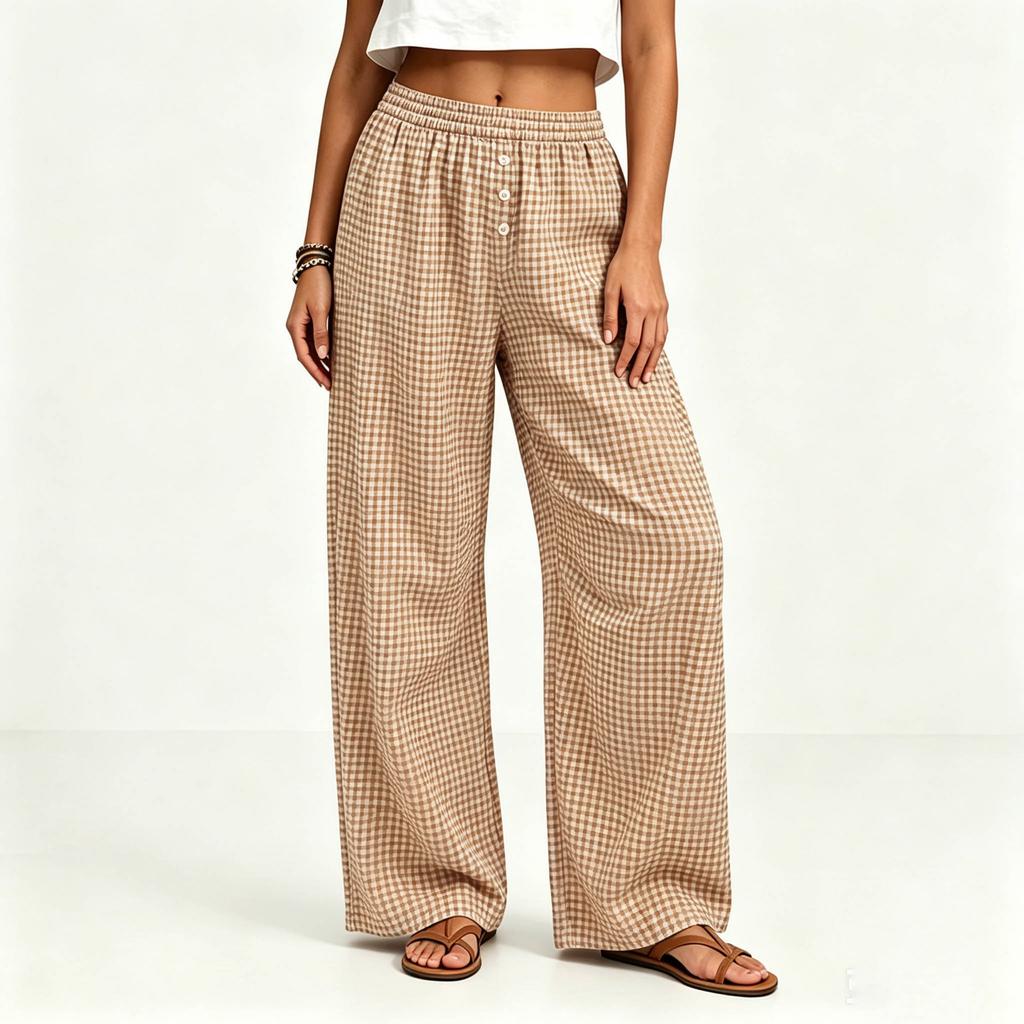 Women's Plaid Sleep Pants - Loose Fit Pants for Home Comfort