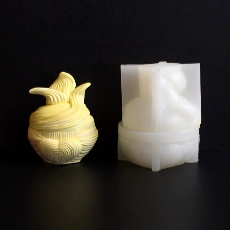 Rotating Stripe Resin Mold with Lid Candle Jar Silicone Mould Jewelry Display Storage Box Mold Epoxy Resin Casting Mould