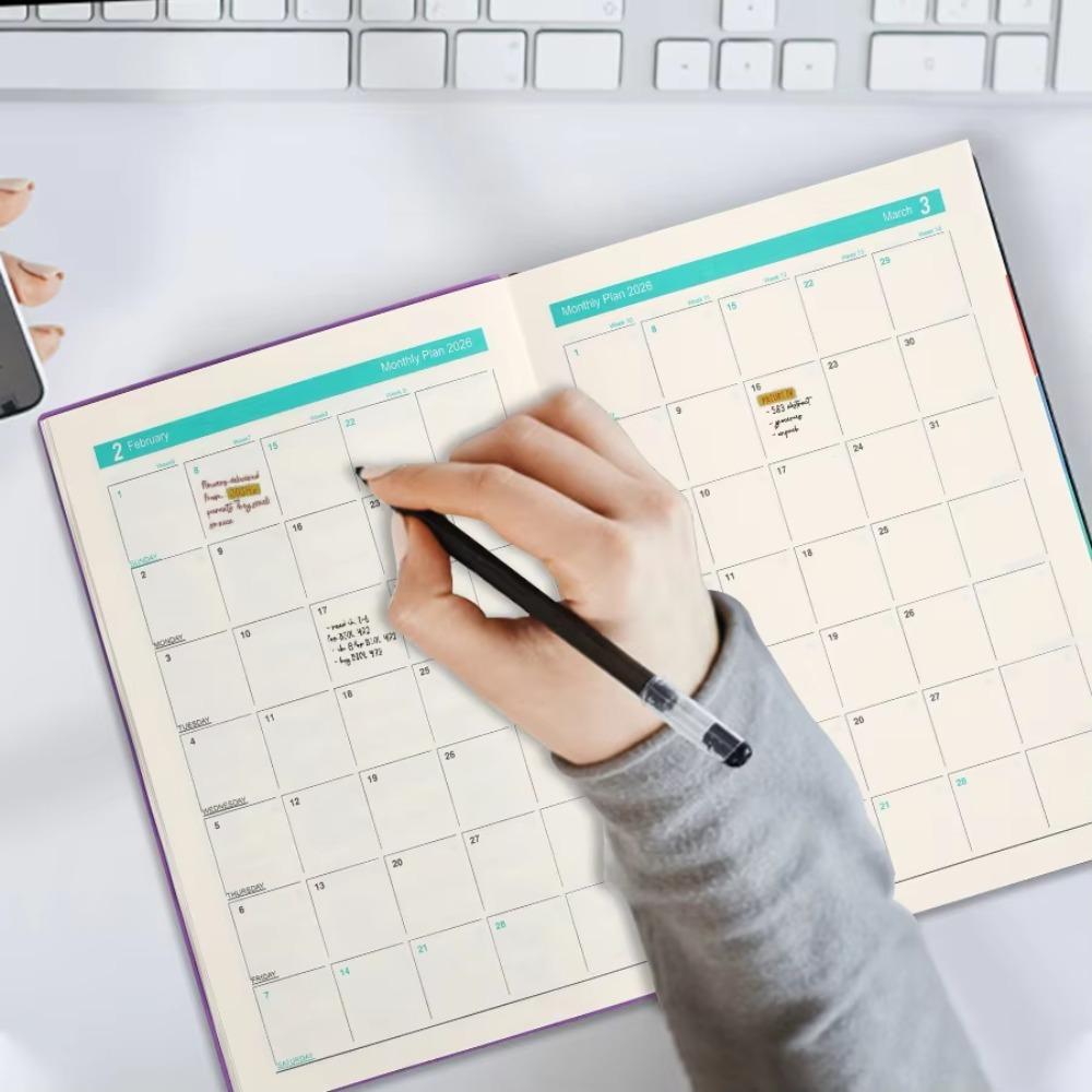 PU Leather Cover 2026 365-Day Schedule Notebook A5 Schedule Planner Notepad Conference